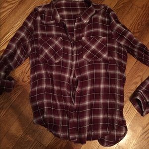 Maroon and white blouse